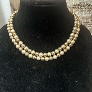 Vintage 1960 Double Strand Faux Pearl Necklace